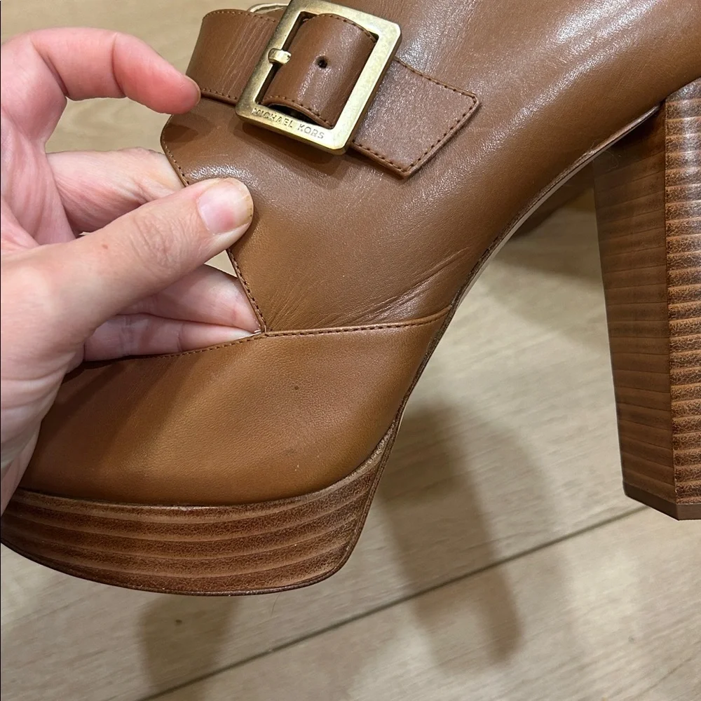 Michael Kors Eleni Platform Leather Block Heels Size 10